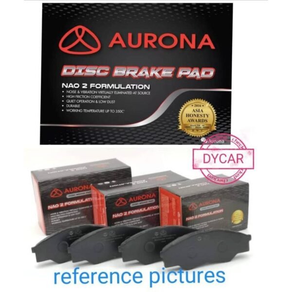Pad brek cakera depan AURONA NAO-2 Perodua Myvi Lagi Best/Axia/Bezza — kotak AURONA dan pad